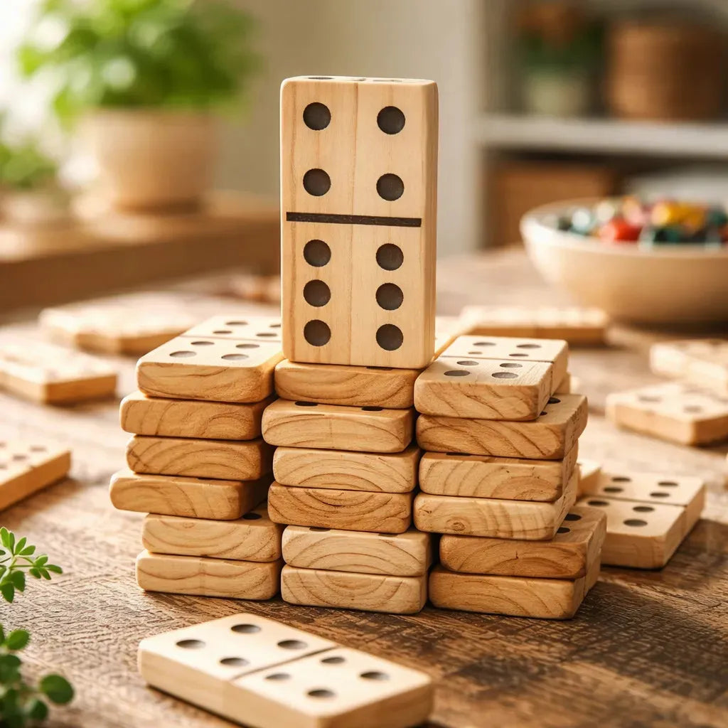 Dominó de Madera Tamaño XL – Juego Didáctico de Estrategia para Niños y Adultos